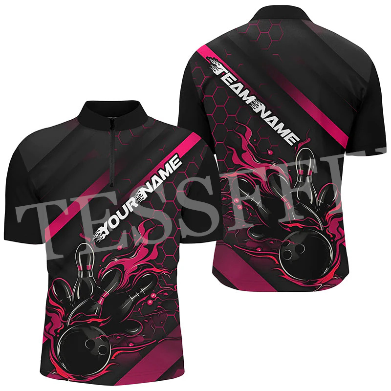 Short Sleeve Bowling Shirt Retro - Kemeja Polo ritsleting Harajuku musim panas