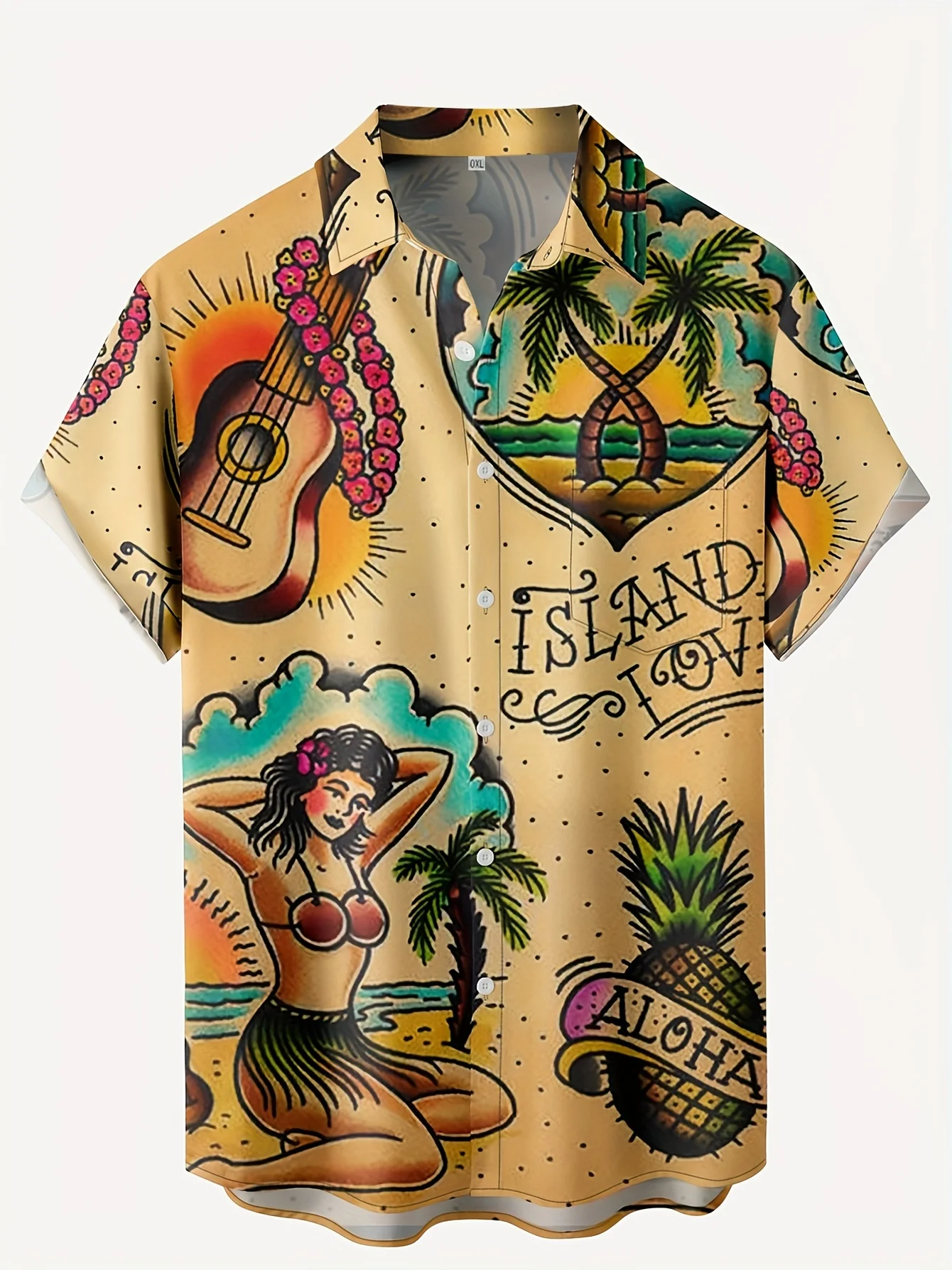 Vintage Hawaiian Floral Shirt - Kemeja Hawaii Pria Motif Tato Tradisional
