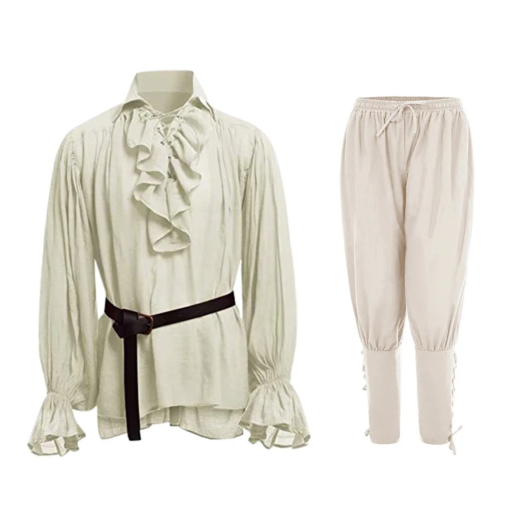 Kemeja Abad Pertengahan Bergay - Medieval Gothic Lace Up Pirate Shirt ulasan dan harga