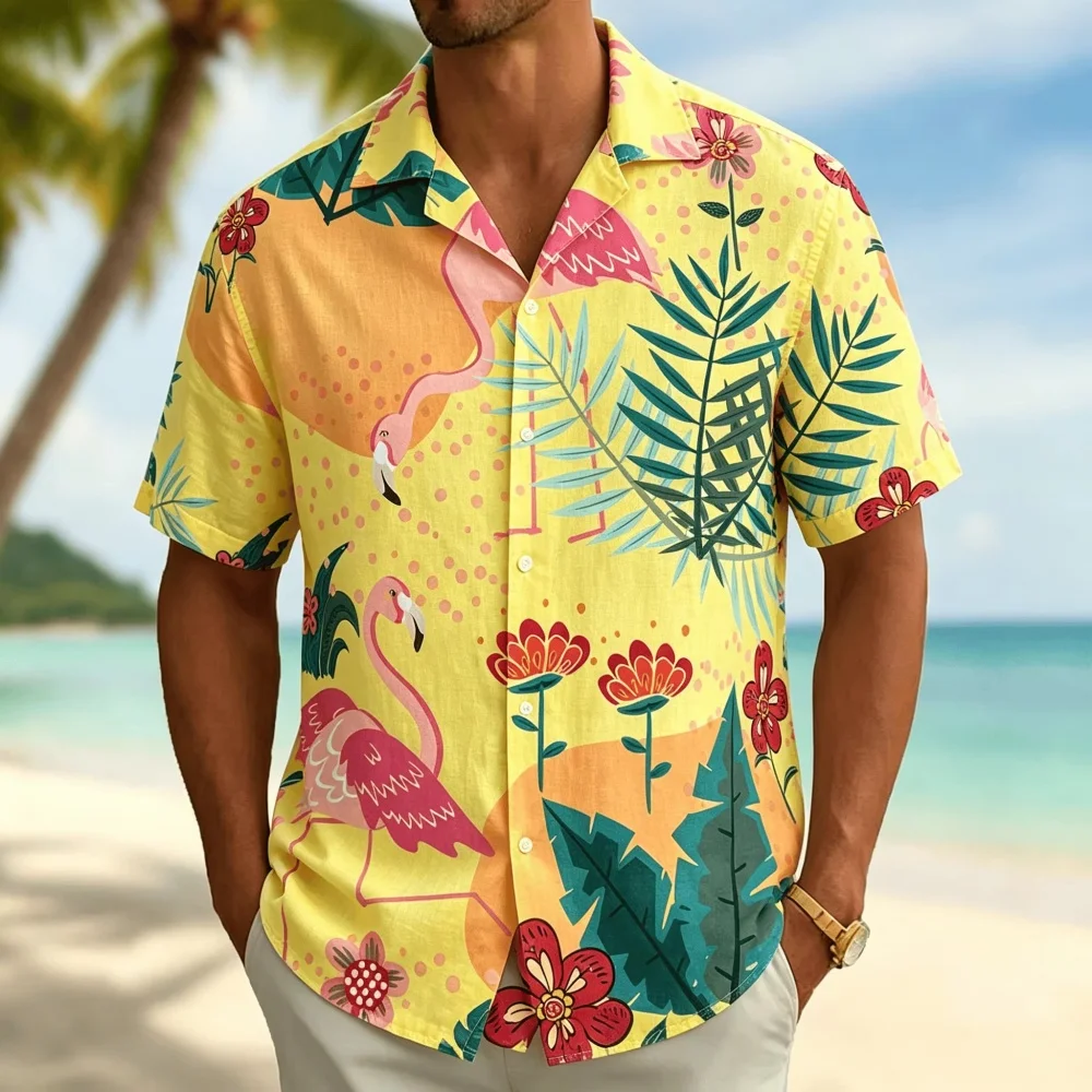 Kemeja Lengan Pendek Pria deng - Vintage Hawaiian Floral Shirt ulasan dan harga